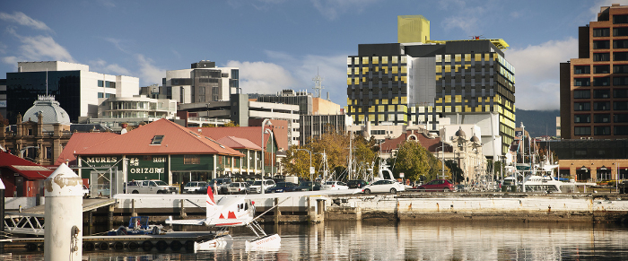 View of K Block from Hobart wharf area